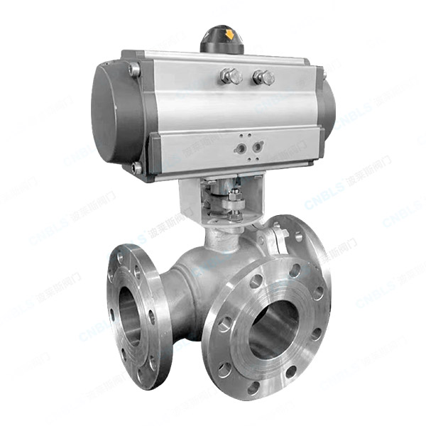 Pneumatic three-way ball valve